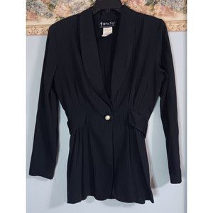 All That Jazz 7/8 Black Pin Strip Vintage Classic Business Occasion Blazer
